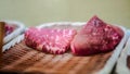 Arrangement of fresh wagyu beef raw prepare to sell to customer in Japan Royalty Free Stock Photo