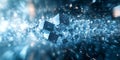 Abstract data cubes floating in blue light with particle effects conveying technology and innovation Royalty Free Stock Photo