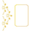 Arrangement of herbs and flowers. Rectangular art frame for text. Hand drawing in golden gradient colors. Royalty Free Stock Photo