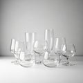 Arrangement includes different styles and sizes such as wine glasses Royalty Free Stock Photo