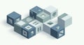 Interconnected abstract geometric cubes form a modern abstract structure with subtle details Royalty Free Stock Photo