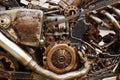 Arrangement of old, rusty parts car. Steampunk Fantastic rusty m