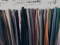 the arrangement of pleated skirts in a clothing store