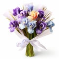 Colorful Iris Bouquet With Bow - Romantic Gift For Any Occasion Royalty Free Stock Photo