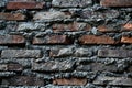 The arrangement of red bricks coated with white cement