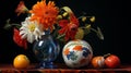 Colorful Flower-filled Vase: Meticulous Photorealistic Still Life Art