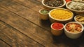 Arrangement of spices in small bowls