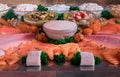 Arrangement of various different fish gourmet food