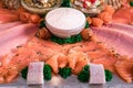 Arrangement of various different fish gourmet food