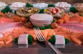 Arrangement of various different fish gourmet food