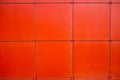 Arrangement of ventilated facade. Red ceramic tiles for the facade Royalty Free Stock Photo