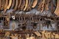 Vintage tools hanging on a workshop wall Royalty Free Stock Photo