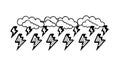 Array of Black Storm Clouds with Lightning, vector design Generative AI Royalty Free Stock Photo
