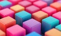 An array of brightly colored 3D cubes creates a cheerful, modern abstract background pattern. Royalty Free Stock Photo