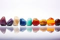 an array of chakra balancing stones in a line Royalty Free Stock Photo