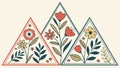 Array of Colorful Floral Triangle Motifs in a Row, vector design Generative AI Royalty Free Stock Photo