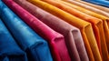 Array of colorful rolled fabrics on display Royalty Free Stock Photo