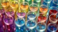 An array of colorful test tubes filled with different liquids representing the countless tests and procedures performed Royalty Free Stock Photo