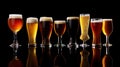 Array of Craft Beer Glasses Showcasing Different Beer Styles Royalty Free Stock Photo