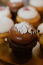 Array of cupcakes adorned with white frosting