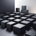 Array of Dark Gray Cubes on a Reflective Surface geometric shapes matte finish Royalty Free Stock Photo