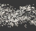 Array with dynamic emitted particles. Abstract background. Bokeh effect. Motion vector illustration Royalty Free Stock Photo