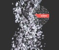 Array with dynamic emitted particles. Abstract background. Bokeh effect. Motion vector illustration Royalty Free Stock Photo