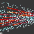 Array with Dynamic Emitted Particles. Abstract Dynamic Background. Bokeh Effect. Composition with Motion Effect. Royalty Free Stock Photo