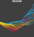 Array with Dynamic Emitted Particles. Flowing Particle Waves. Abstract Science or Technology Background. Graphic Design. 3D Royalty Free Stock Photo