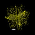 Array with dynamic particles. 3d futuristic technology style. Abstract background. Vector illustration Royalty Free Stock Photo