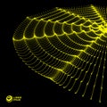 Array with Dynamic Particles. Flowing particle waves. Wavy Grid Background. Royalty Free Stock Photo