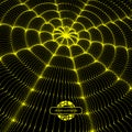 Array with Dynamic Particles. Wavy Grid Background Royalty Free Stock Photo