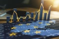 An array of economic charts depicting the growth of the European Union's economy, showcasing upward trends and Royalty Free Stock Photo