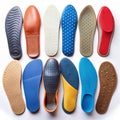 Diverse Collection of Shoe Insoles with Different Textures and Colors on White Background Royalty Free Stock Photo