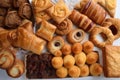 array of flaky puff pastries and turnovers, in variety of shapes and sizes Royalty Free Stock Photo