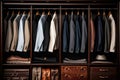 An Array Of Formal Business Attire Neatly Arranged In Wardrobe. Generative AI
