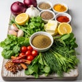 An array of fresh ingredients displayed Royalty Free Stock Photo