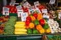 Array of fresh produce on display for purchase at a local farmers' market Royalty Free Stock Photo