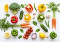 An array of fresh vegetables and fruits on a white background Royalty Free Stock Photo