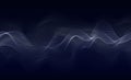 Array of glowing dots in the form of a wave. Abstract wave design element. Floating waves of particles.