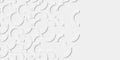 Array or grid of random rotated white partial rings background wallpaper banner texture fade out with copy space
