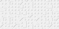 Array or grid of randomly rotated white triangles and circles background wallpaper banner texture