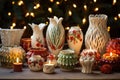 array of handmade ceramic christmas decorations