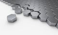 Array of hexagons on white surface Royalty Free Stock Photo