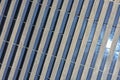 Array of industrial solar panels installed in desert terrain Royalty Free Stock Photo
