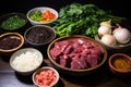 array of ingredients for feijoada displayed individually