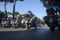 Array of Italian policeman in motorcycle (municipal police)