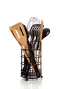 An array of kitchen utensils on white Royalty Free Stock Photo