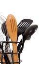 An array of kitchen utensils on white Royalty Free Stock Photo