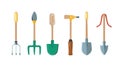 Array of long-handled gardening tools for outdoor tasks, vector design Generative AI Royalty Free Stock Photo